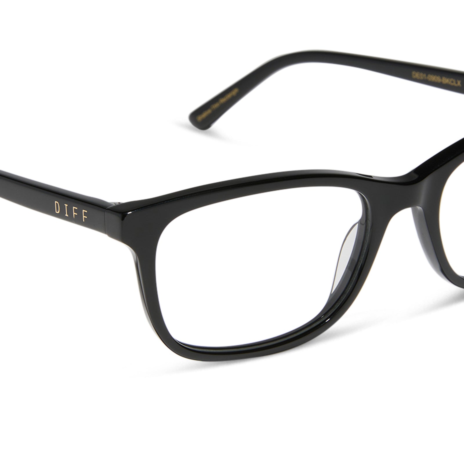 diff eyewear featuring the bradford rectangle prescription glasses with a black frame detailed view