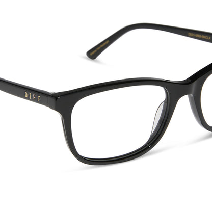 diff eyewear featuring the bradford rectangle prescription glasses with a black frame detailed view