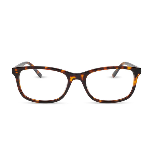 diff eyewear featuring the bradford rectangle prescription glasses with a rich tort frame front view