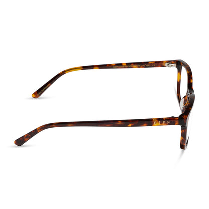 diff eyewear featuring the bradford rectangle prescription glasses with a rich tort frame side view