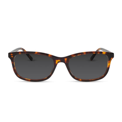 diff eyewear featuring the bradford rectangle prescription sunglasses with a rich tort frame front view