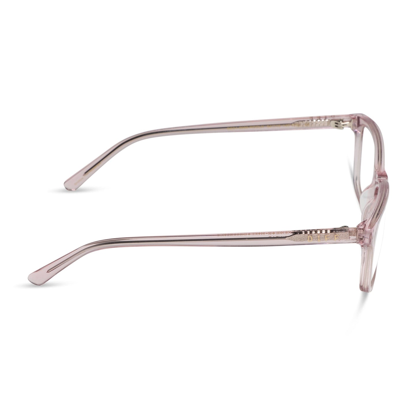 diff eyewear featuring the bradford rectangle prescription glasses with a rose crystal frame side view