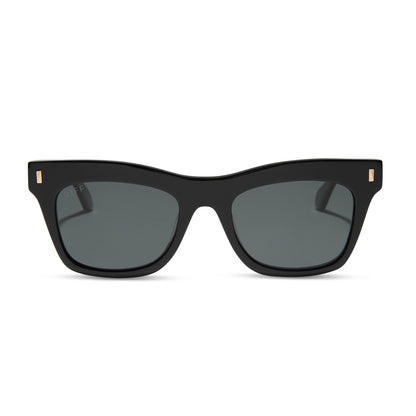 diff eyewear wholesale bradley cat eye sunglasses with a black frame and grey lenses front view