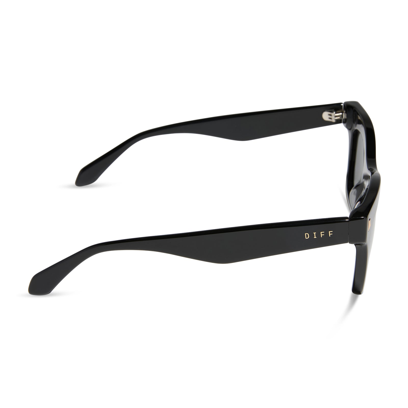 diff eyewear wholesale bradley cat eye sunglasses with a black frame and grey lenses side view