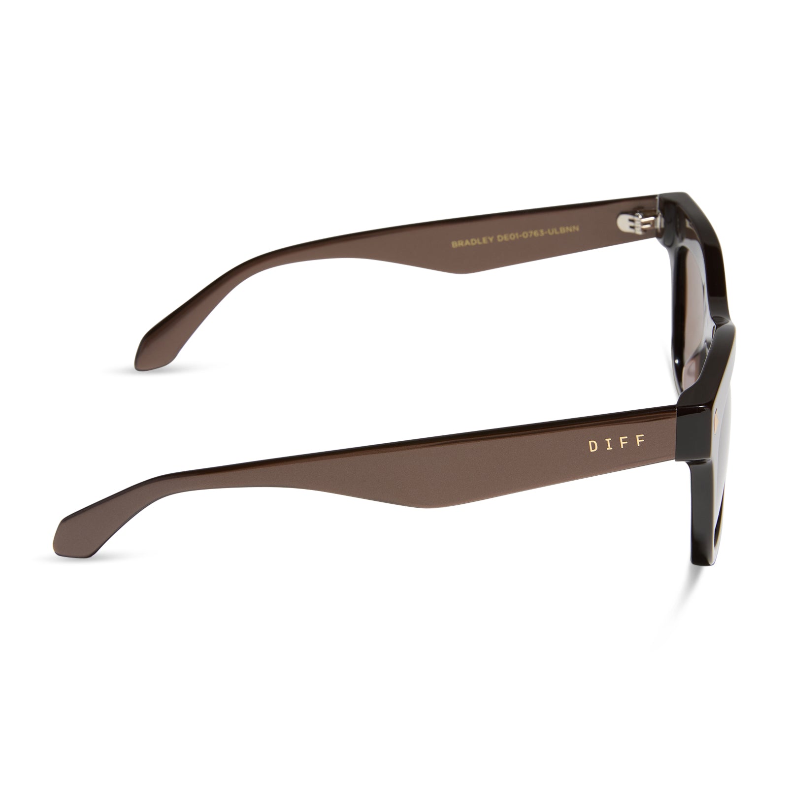 diff eyewear featuring the bradley cat eye sunglasses with a moscow mule frame and brown lenses side view