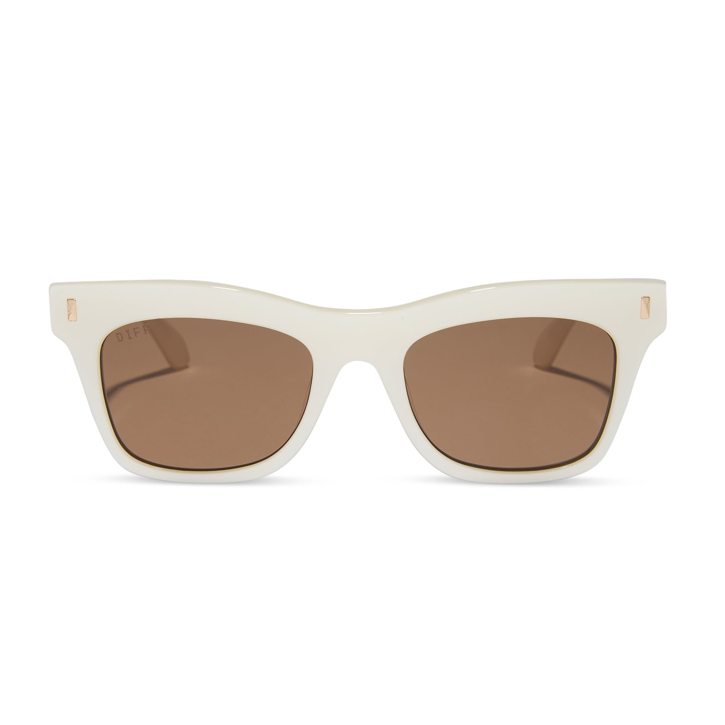 diff eyewear wholesale bradley cat eye sunglasses with a cream frame and brown lenses front view