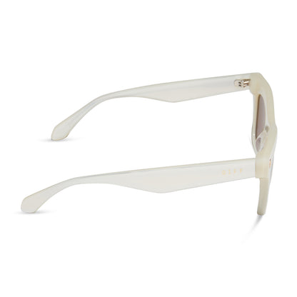 diff eyewear wholesale bradley cat eye sunglasses with a cream frame and brown lenses side view