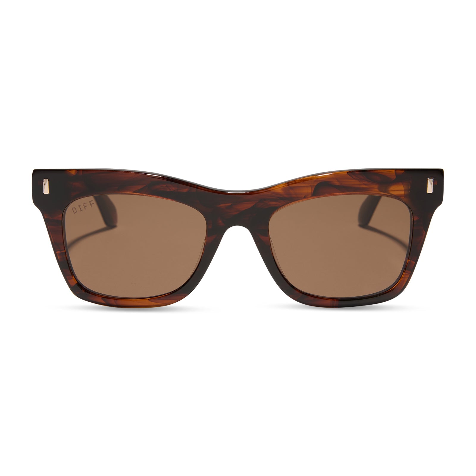 diff eyewear featuring the bradley cat eye sunglasses with a sequoia tortoise frame and brown lenses front view