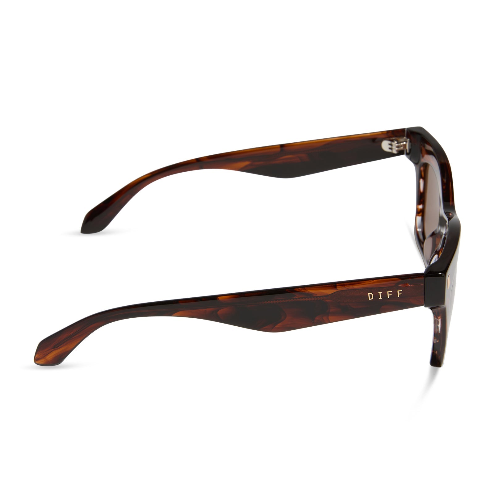 diff eyewear featuring the bradley cat eye sunglasses with a sequoia tortoise frame and brown lenses side view