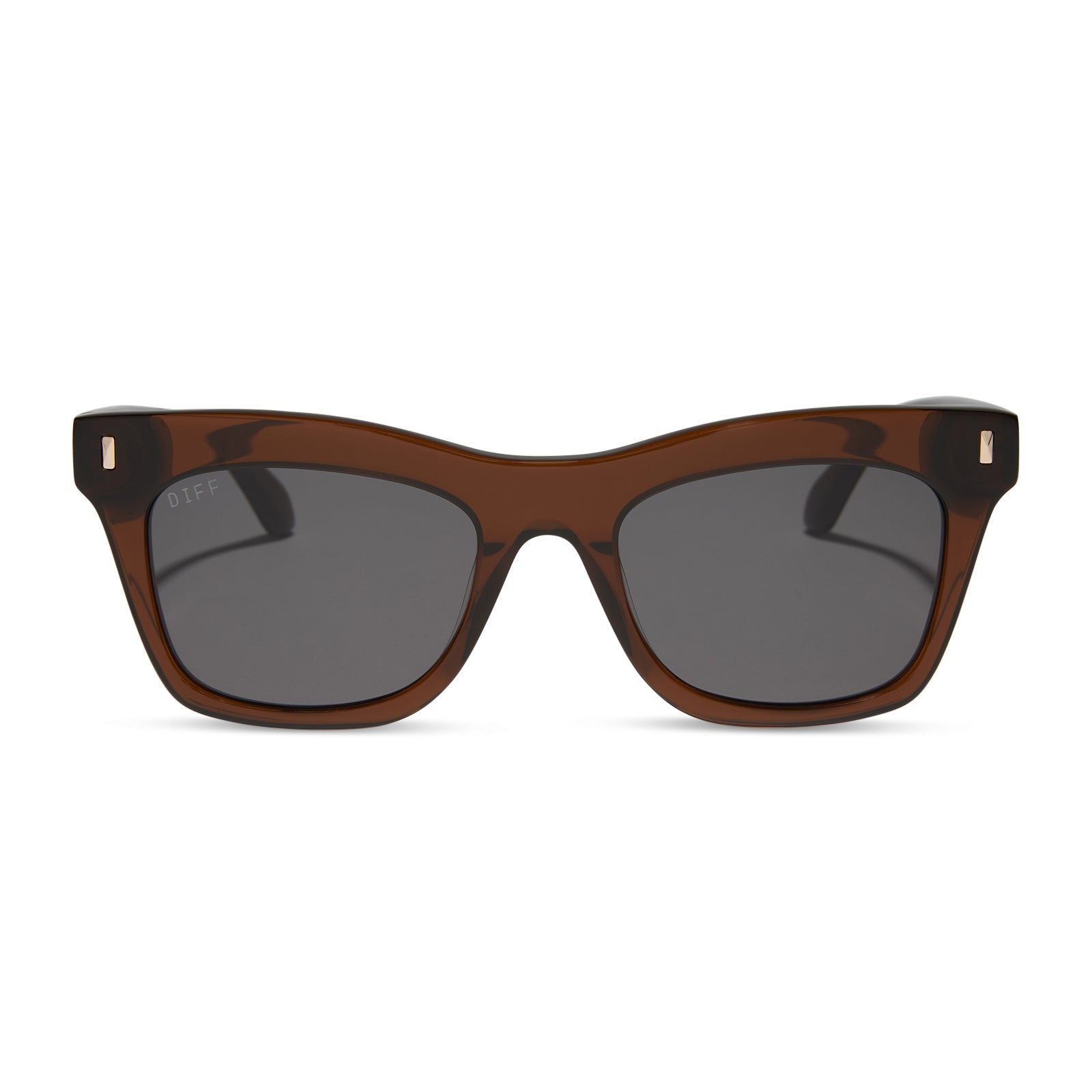 diff eyewear featuring the bradley cat eye sunglasses with a whiskey brown frame and grey lenses front view