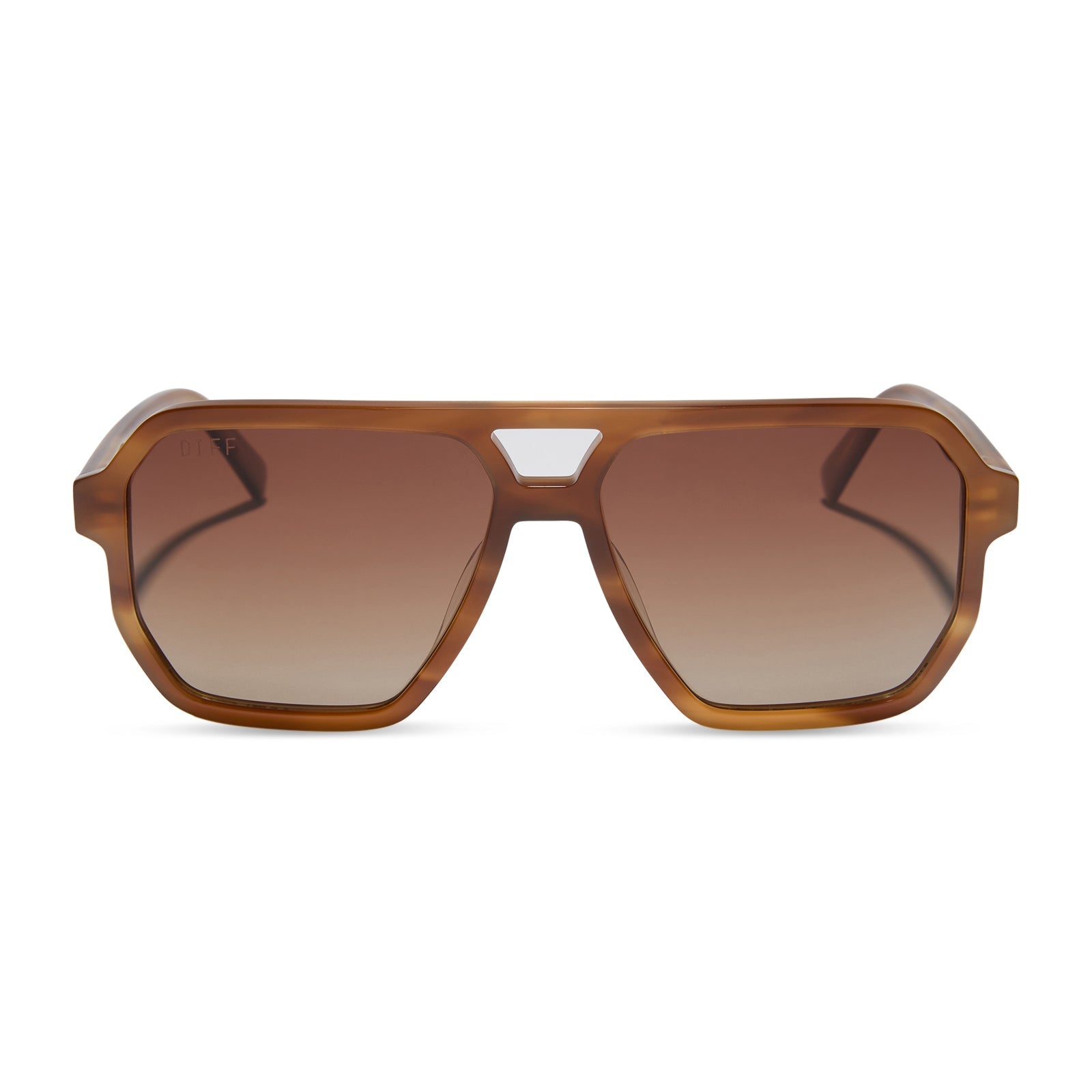 diff eyewear featuring the cameron navigator sunglasses with a tawny brown tortoise frame and brown gradient polarized lenses front view