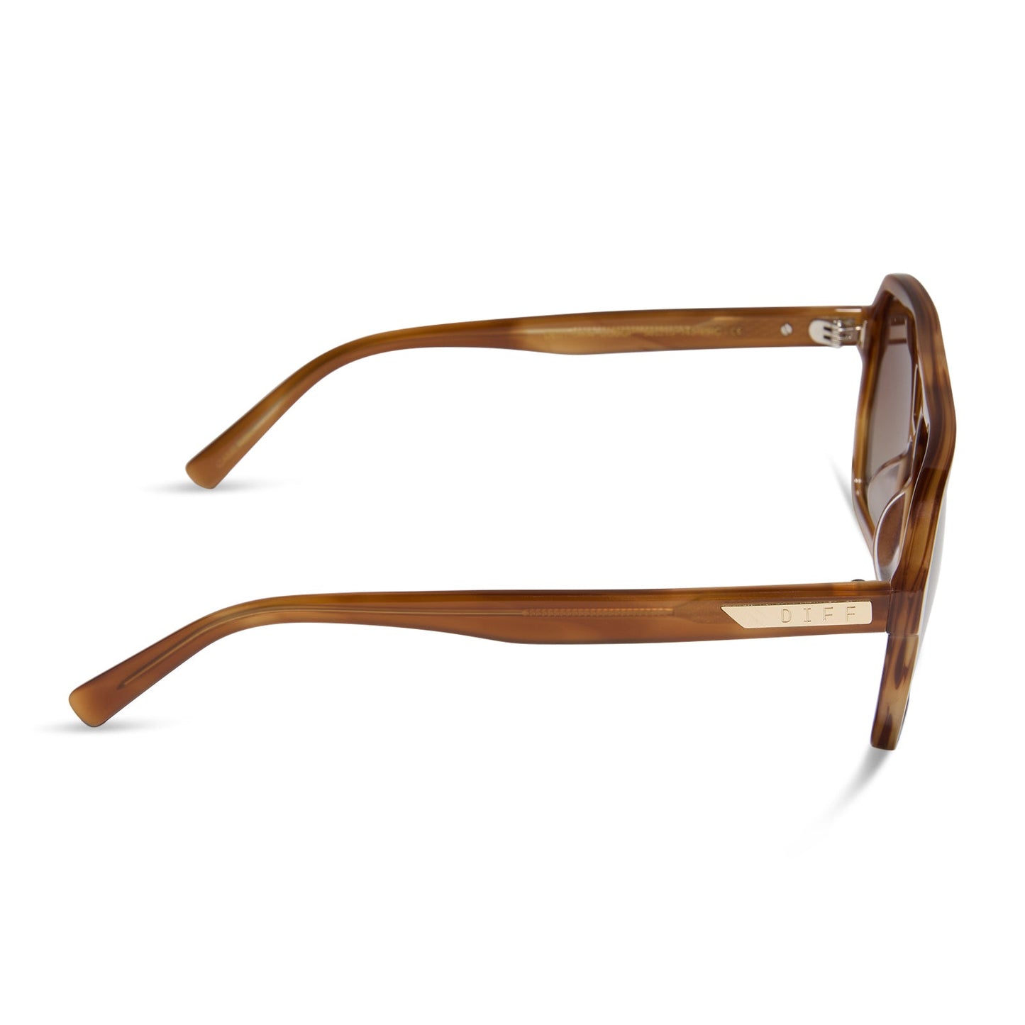 diff eyewear featuring the cameron navigator sunglasses with a tawny brown tortoise frame and brown gradient polarized lenses side view