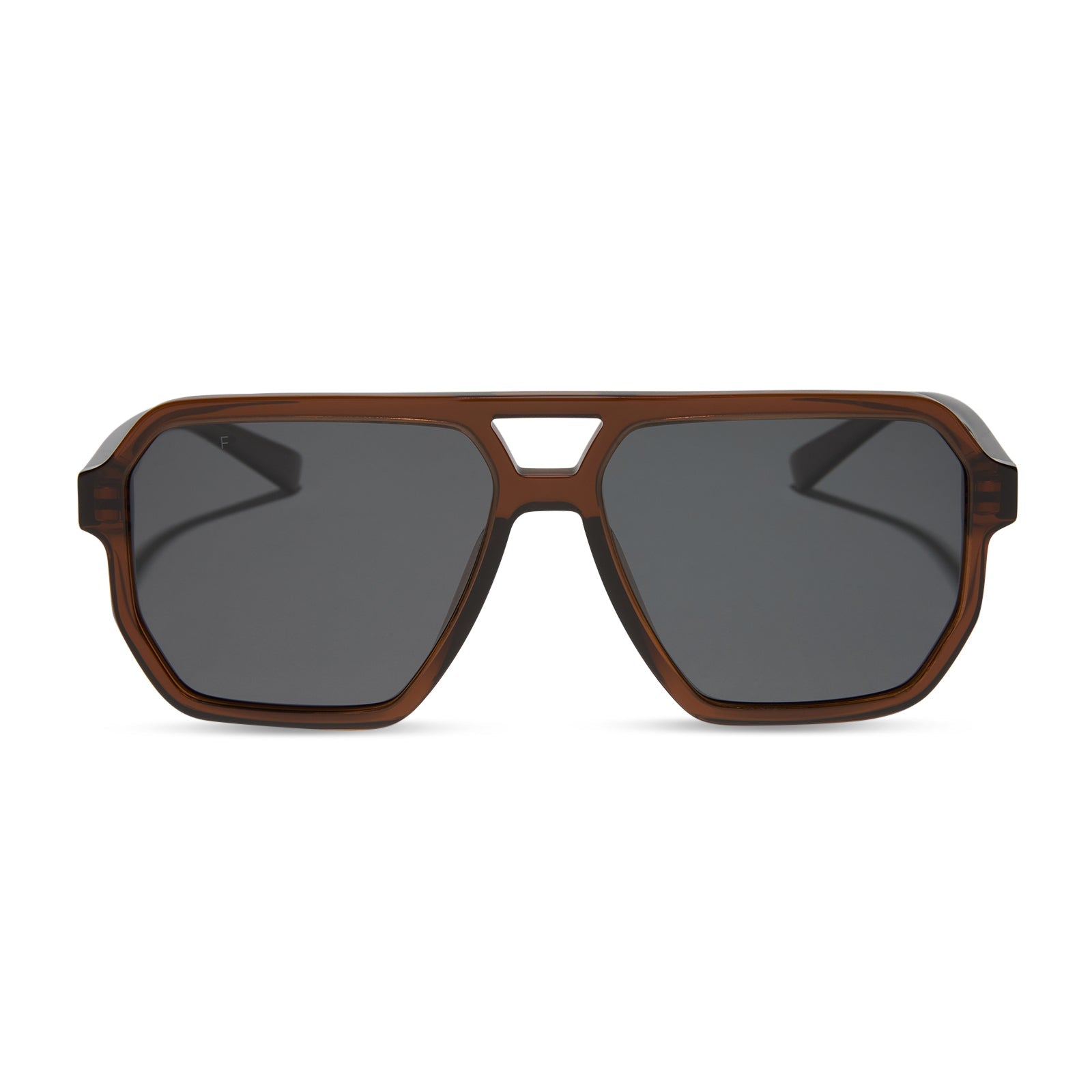 diff eyewear featuring the cameron navigator sunglasses with a whiskey brown frame and grey polarized lenses front view