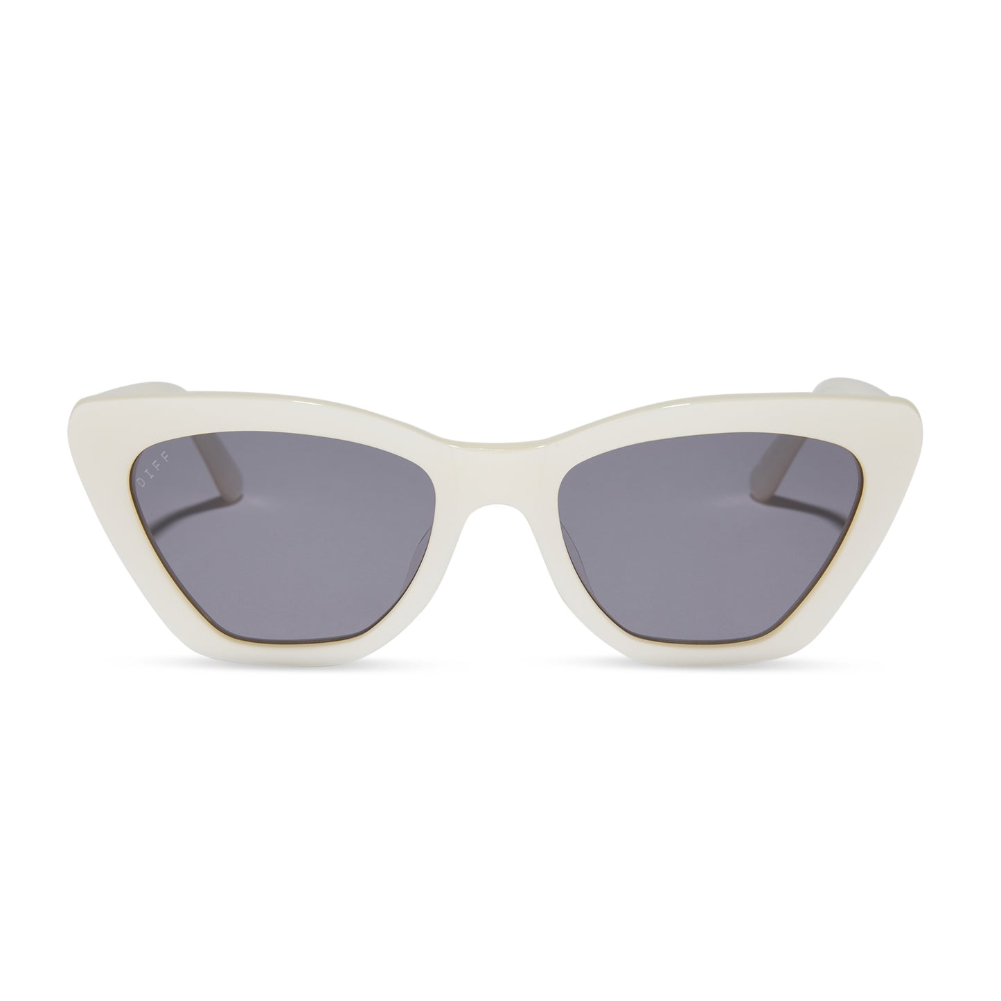 diff eyewear wholesale camila cat eye sunglasses with a cream frame and grey lenses front view