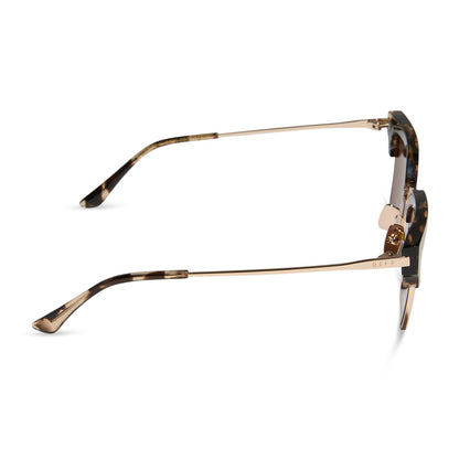 diff eyewear featuring the capri rectangle sunglasses with a espresso tort frame and brown lenses side view