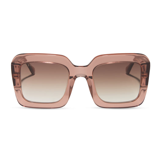 diff eyewear wholesale charise square sunglasses with a cafe ole brown frame and brown gradient lenses front view