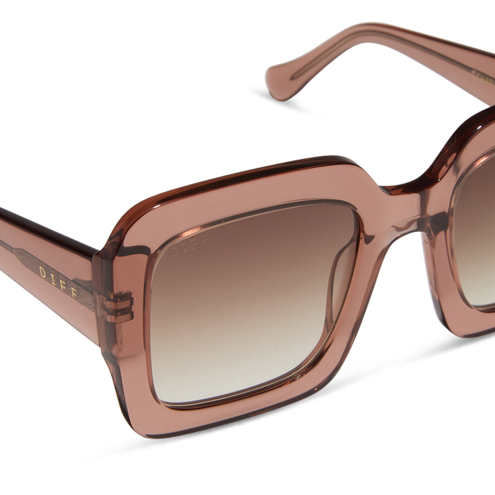 diff eyewear wholesale charise square sunglasses with a cafe ole brown frame and brown gradient lenses detailed view