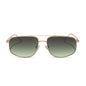 diff eyewear featuring the charley navigator sunglasses with a brushed gold metal frame and aloe green gradient lenses front view