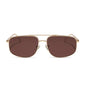 diff eyewear featuring the charley navigator sunglasses with a gold metal frame and brown polarized lenses front view