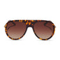 diff eyewear cleo oversized aviator sunglasses with a rich tortoise frame, gold temples and brown gradient polarized lenses front view