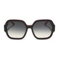 clueless x diff eyewear featuring the dionne square sunglasses with a black frame and grey gradient lenses front view