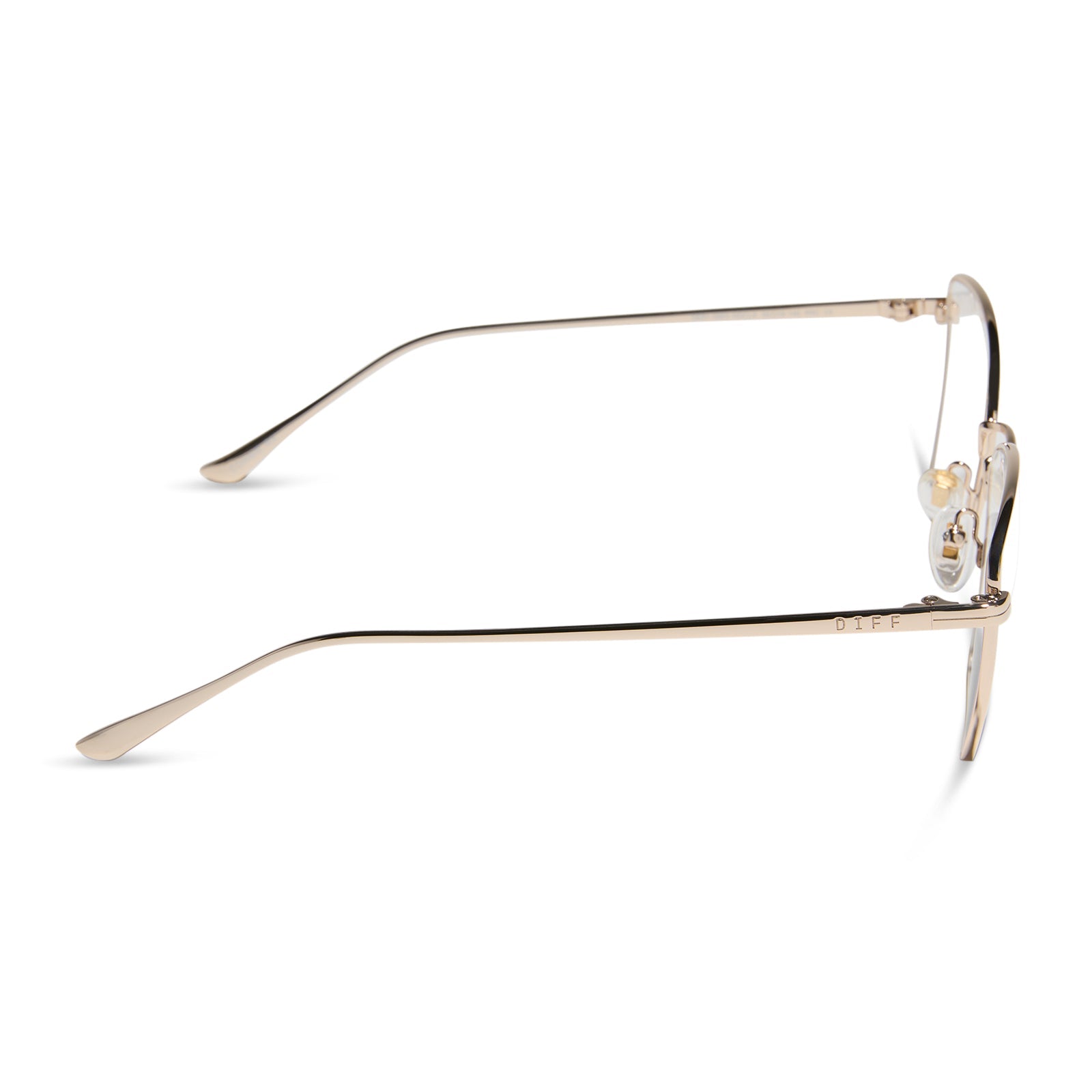 diff eyewear featuring the connie cat eye prescription glasses with a gold frame side view
