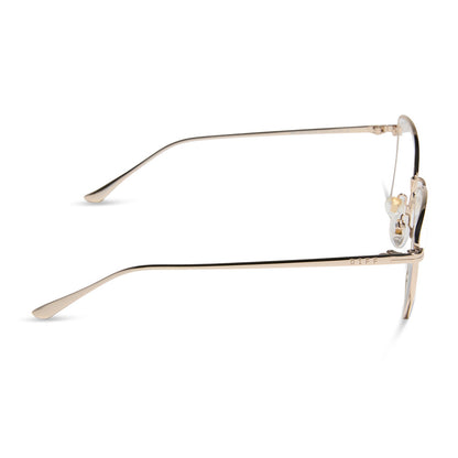 diff eyewear featuring the connie cat eye prescription glasses with a gold frame side view