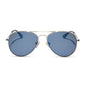 diff eyewear wholesale cruz aviator sunglasses with a silver frame and midnight blue mirror lenses front view