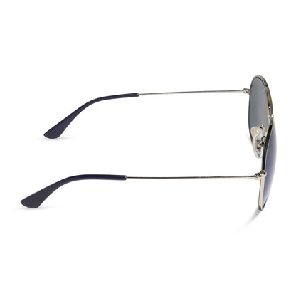 diff eyewear wholesale cruz aviator sunglasses with a silver frame and midnight blue mirror lenses side view