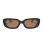 diff eyewear featuring the daphne rectangle sunglasses with a black with silver metal frame and brown lenses front view