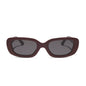 diff eyewear featuring the daphne rectangle sunglasses with a rugby red acetate frame and grey polarized lenses front view
