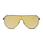 diff eyewear featuring the dash shield shield sunglasses with a moss metal frame and moss mirror lenses front view