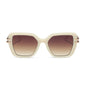 diff eyewear featuring the dasha square sunglasses with a courtside ivory frame with gold metal temples and brown gradient lenses front view