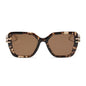 diff eyewear featuring the dasha square sunglasses with a espresso tortoise with gold frame and brown polarized lenses front view