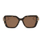 diff eyewear featuring the dasha square sunglasses with a glitter gold tortoise frame and brown lenses front view