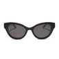the devil wears prada x diff eyewear featuring the andy cat eye sunglasses with a black acetate frame and grey polarized lenses front view