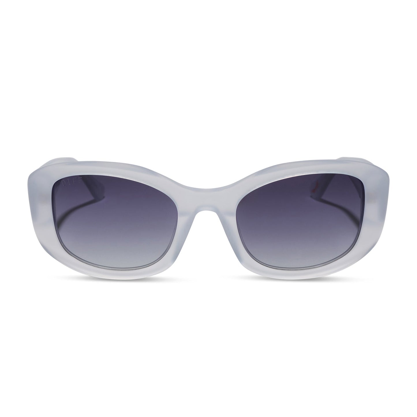 the devil wears prada x diff eyewear featuring the miranda square oversized sunglasses with a milky white acetate frame and grey gradient polarized lenses front view