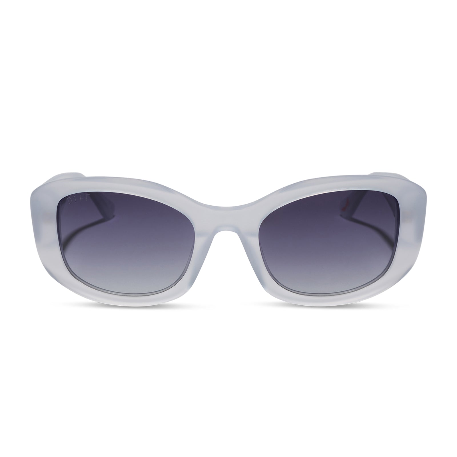 the devil wears prada x diff eyewear featuring the miranda square oversized sunglasses with a milky white acetate frame and grey gradient polarized lenses front view