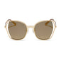 diff eyewear donna iii oversized square sunglasses with a gold metal frame and gold mirror polarized lenses front view