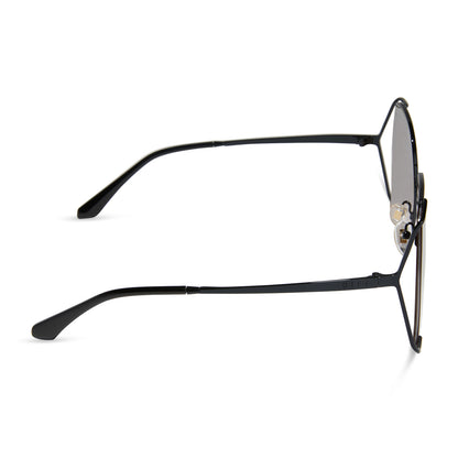 diff eyewear featuring the donna iv square sunglasses with a black frame and twilight gradient polarized lenses side view