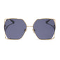 diff eyewear wholesale donna iv oversized square sunglasses with a gold frame and midnight blue purple lenses front view