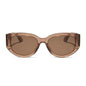 diff eyewear drew square sunglasses with a cafe ole brown acetate frame and brown lenses front view