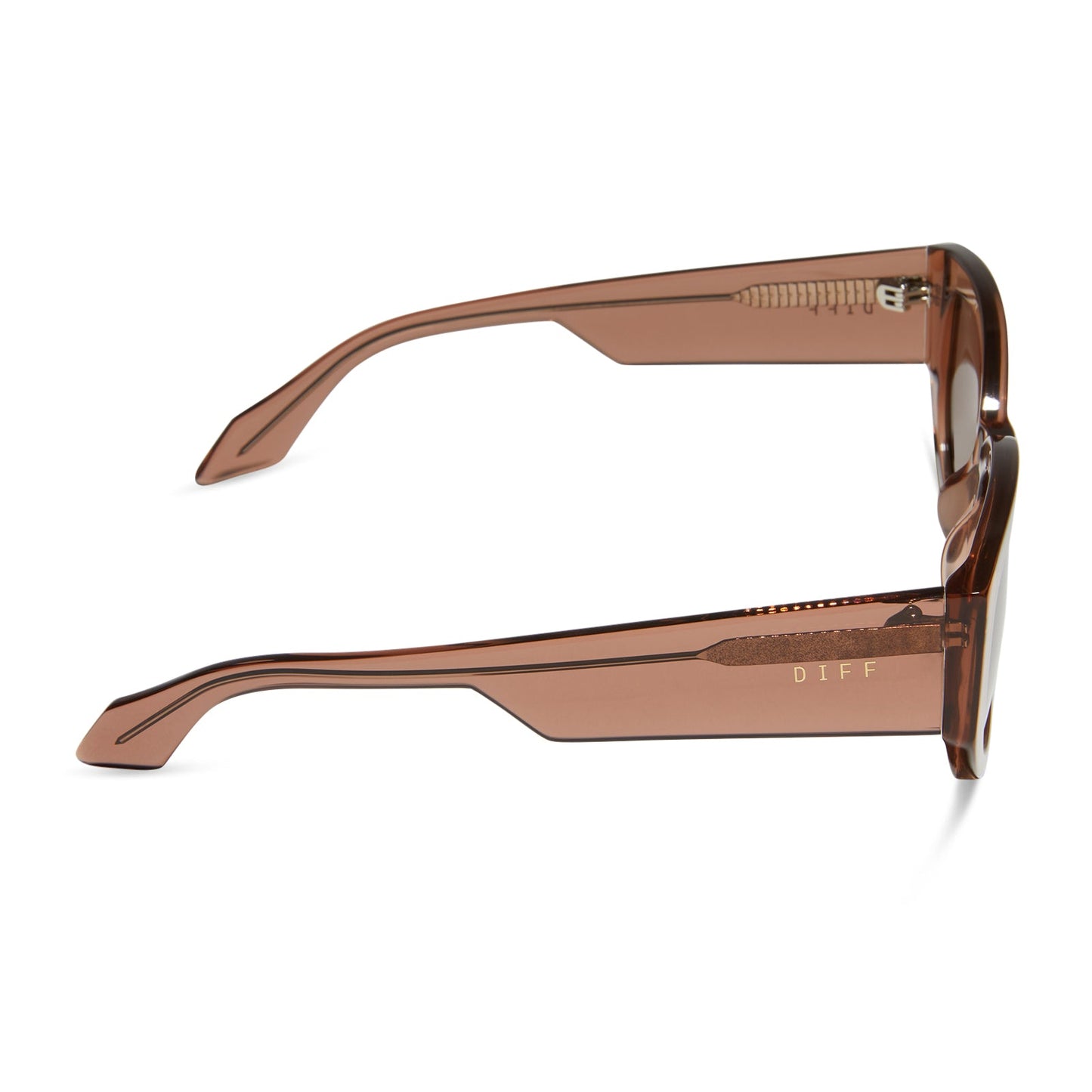 diff eyewear drew square sunglasses with a cafe ole brown acetate frame and brown lenses side view