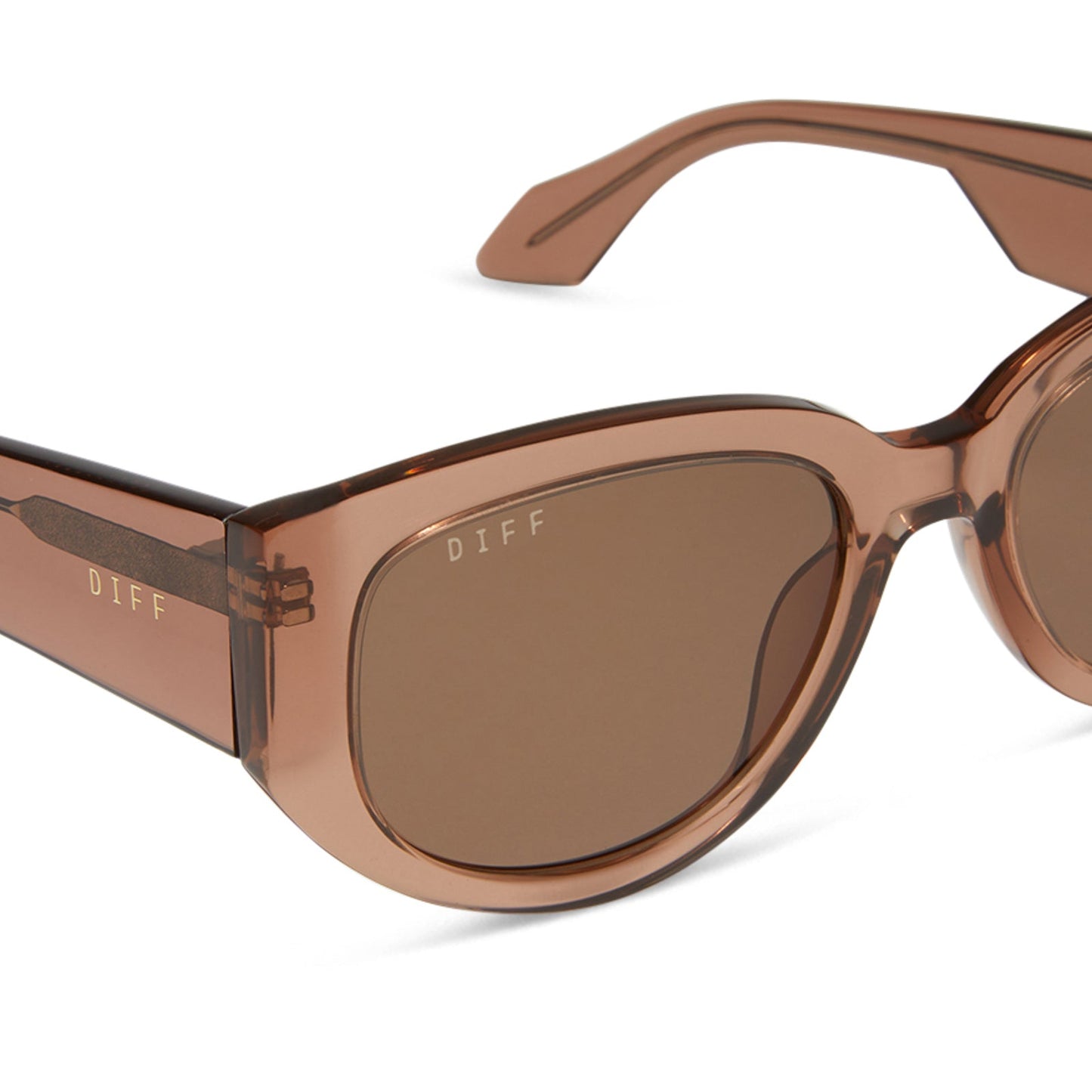 diff eyewear drew square sunglasses with a cafe ole brown acetate frame and brown lenses detailed view