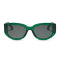 diff eyewear drew square sunglasses with a palm green crystal acetate frame and grey polarized lenses front view