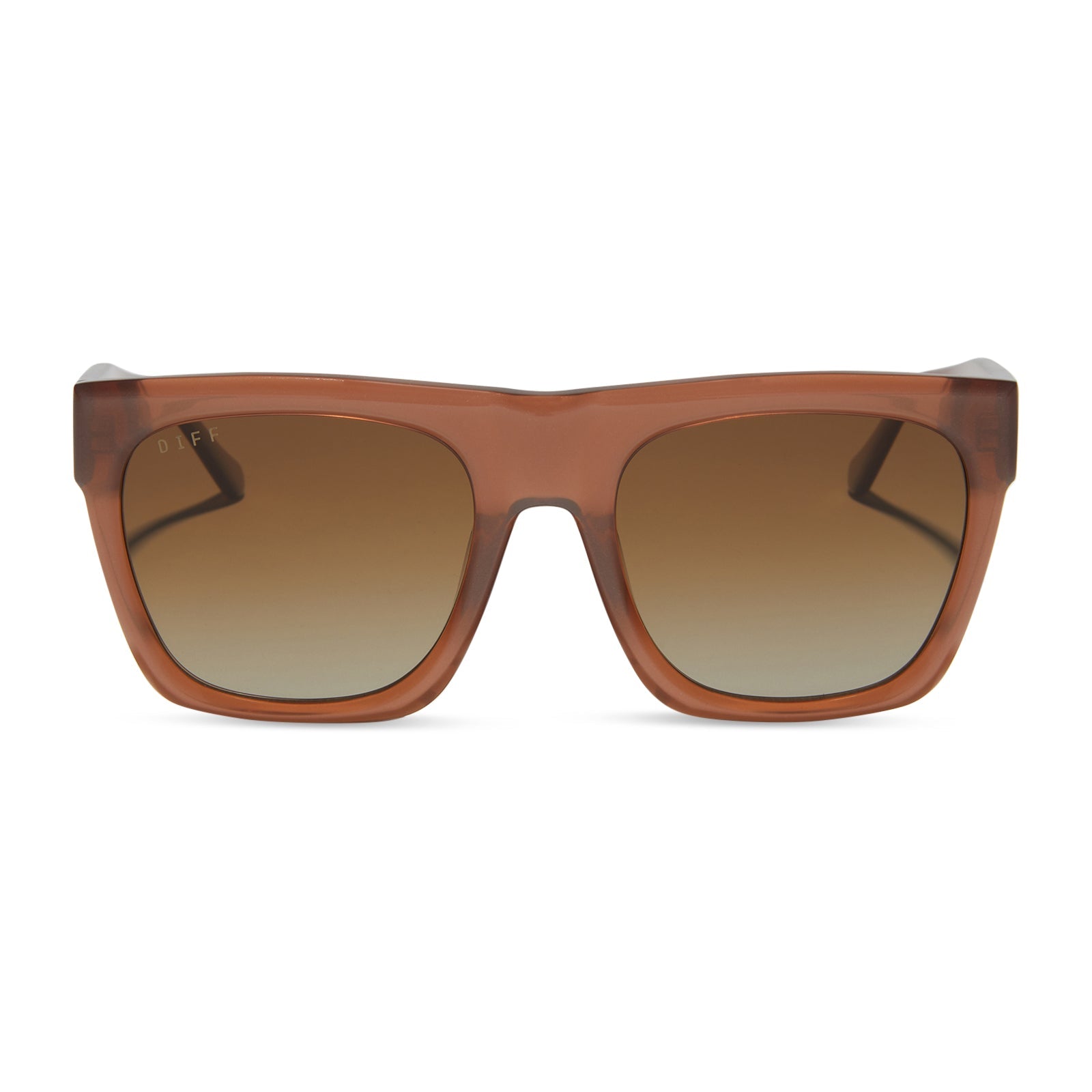 diff eyewear easton oversized square sunglasses with a macchiato brown acetate frame and brown gradient polarized lenses front view