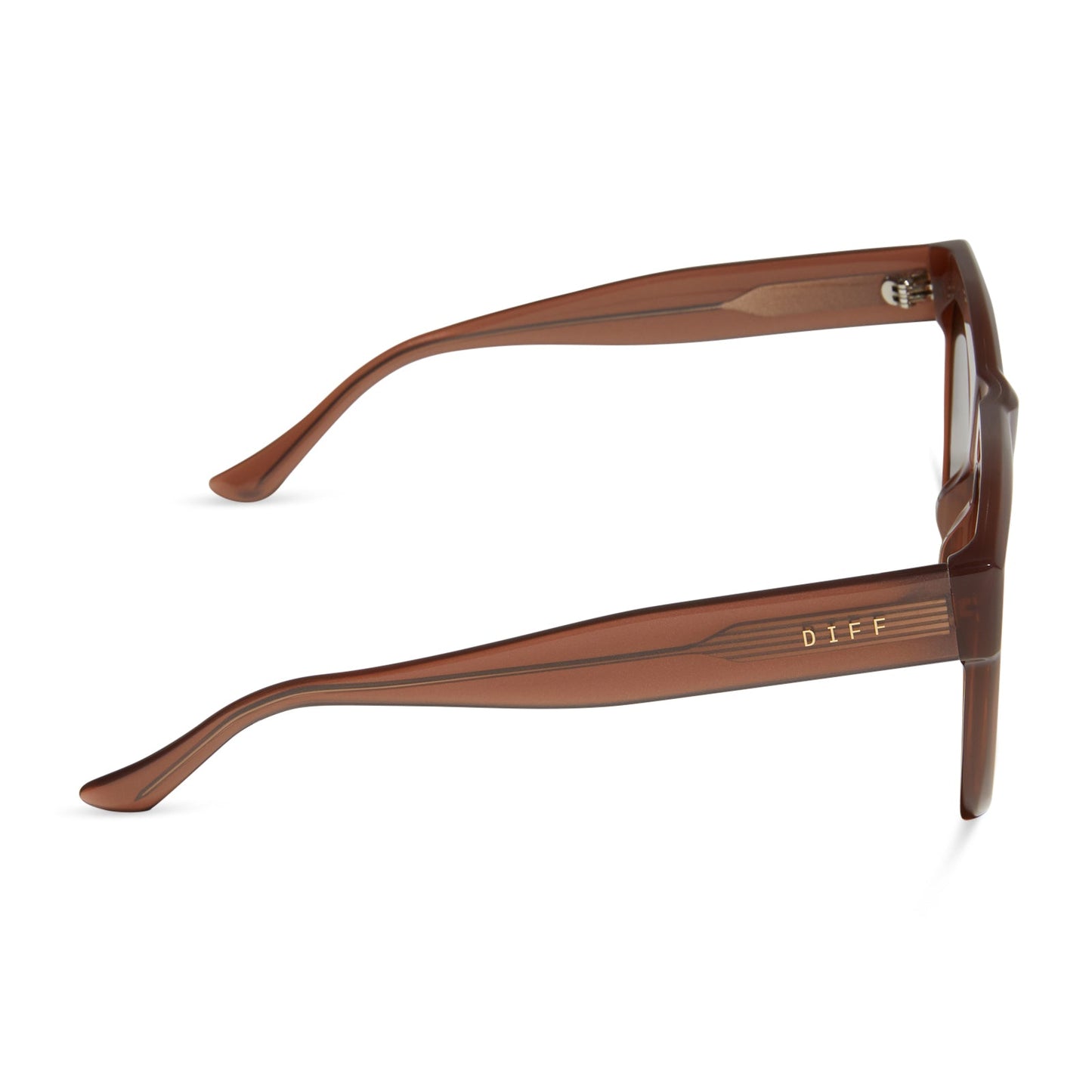 diff eyewear easton oversized square sunglasses with a macchiato brown acetate frame and brown gradient polarized lenses side view