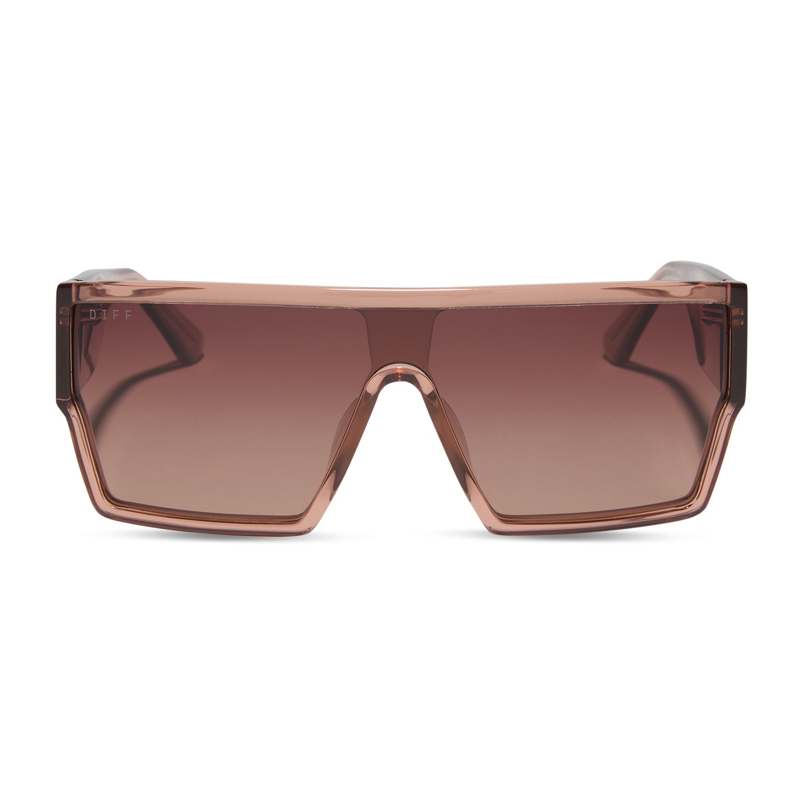 diff eyewear wholesale electra shield sunglasses with a cafe ole brown frame and brown gradient lenses front view