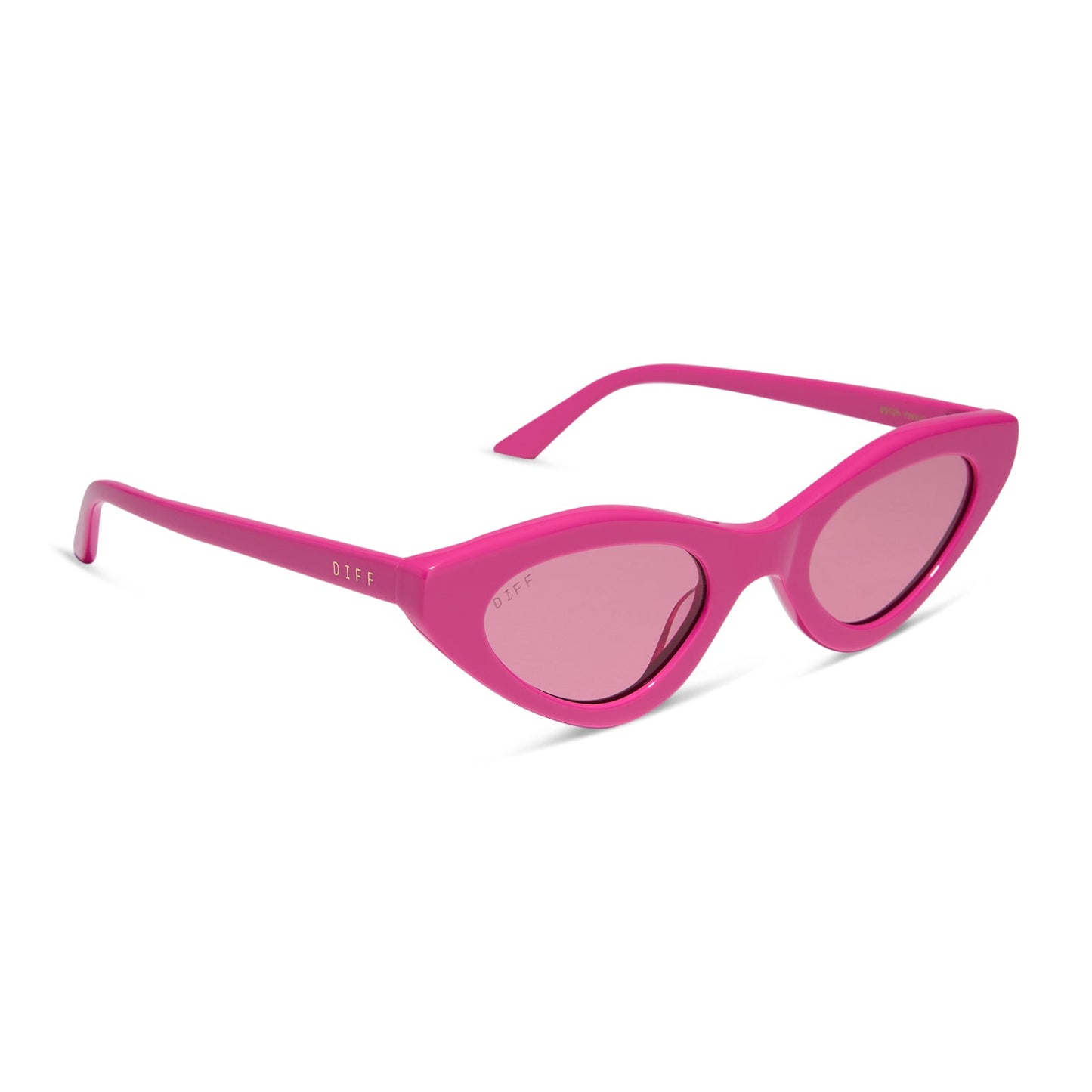 emily in paris x diff eyewear featuring the emily 2.0 cateye sunglasses with a parisian pink frame and maracon pink lenses angled view
