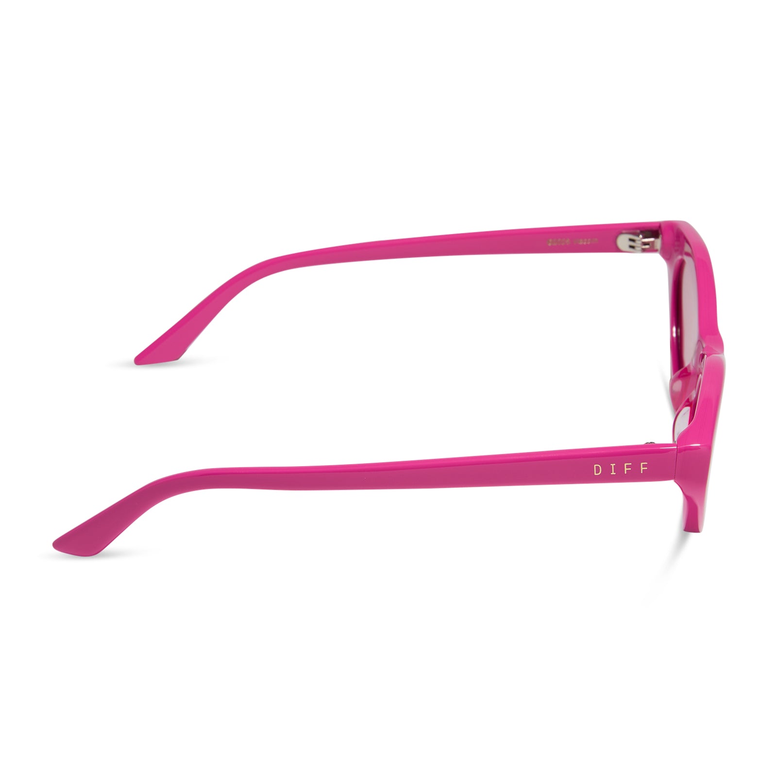 emily in paris x diff eyewear featuring the emily 2.0 cateye sunglasses with a parisian pink frame and maracon pink lenses side view